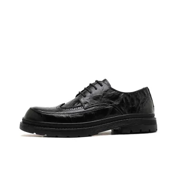 Beidouniao Men's Casual Shoes Men Low Top Black/Dark Brown