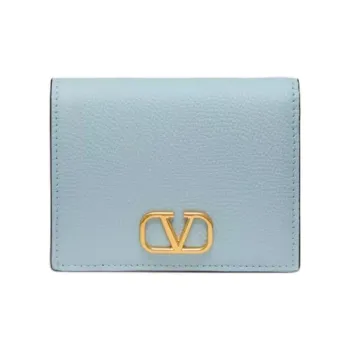 Valentino Grained Calfskin Wallet Small Size Women's Blue