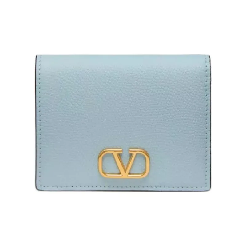 Valentino Grained Calfskin Wallet Small Size Women's Blue-0