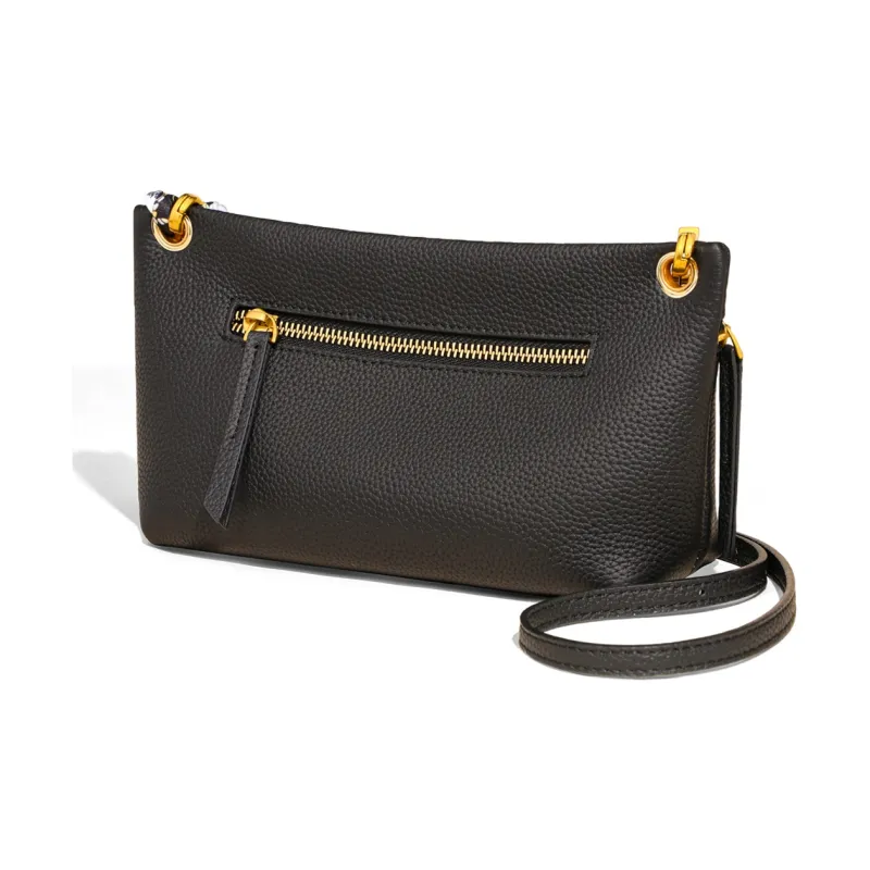 COMELY Cow Leather Bonded Synthetic Leather Shoulder Bag Crossbody Bag Small Size Women's Gray/Black-9