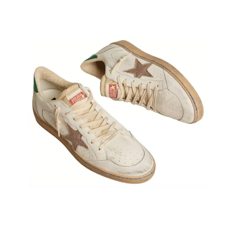 Golden Goose Ball Star Low Top Skateboard Shoes Men's Beige-2