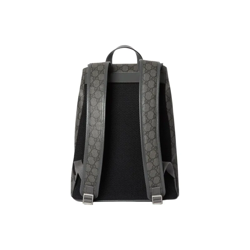 GUCCI Ophidia Canvas With Leather Binding Backpack Small Size Men's Gray & Black-3