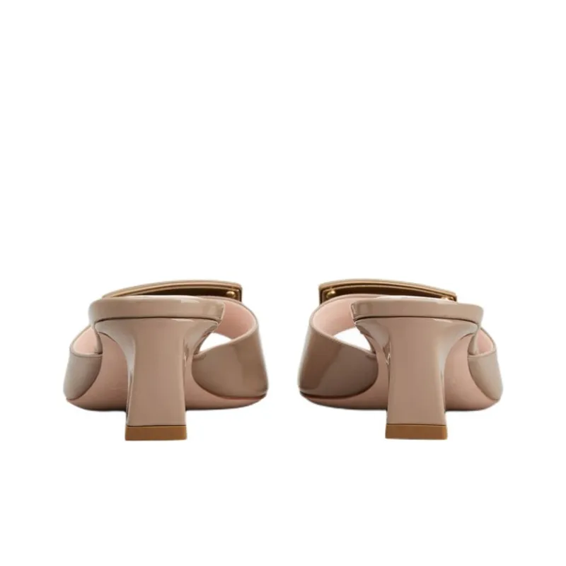 Roger Vivier Trompette Slide Slippers Women's Beige-4