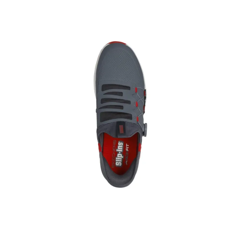 Skechers Slip Ins Anti Slip Wear Resistant Low Top Golf Shoes Men's Gray Red-3