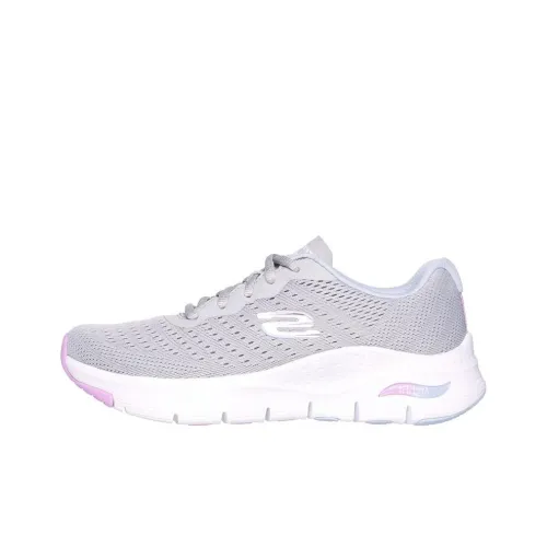 Skechers Arch Fit Anti Slip Wear Resistant Low Top Casual Shoes Women's Gray White