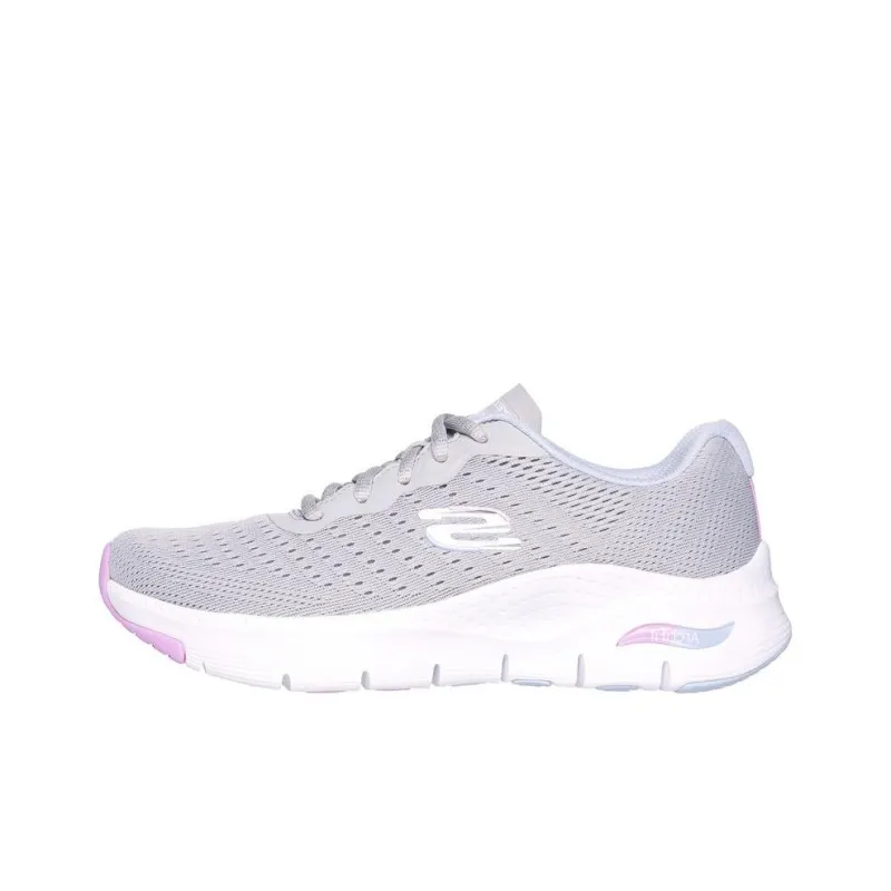 Skechers Arch Fit Anti Slip Wear Resistant Low Top Casual Shoes Women's Gray White-0