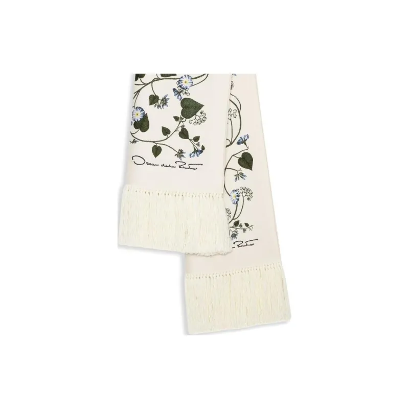 OSCAR DE LA RENTA Wool Knit Scarves Women's Ecru-1