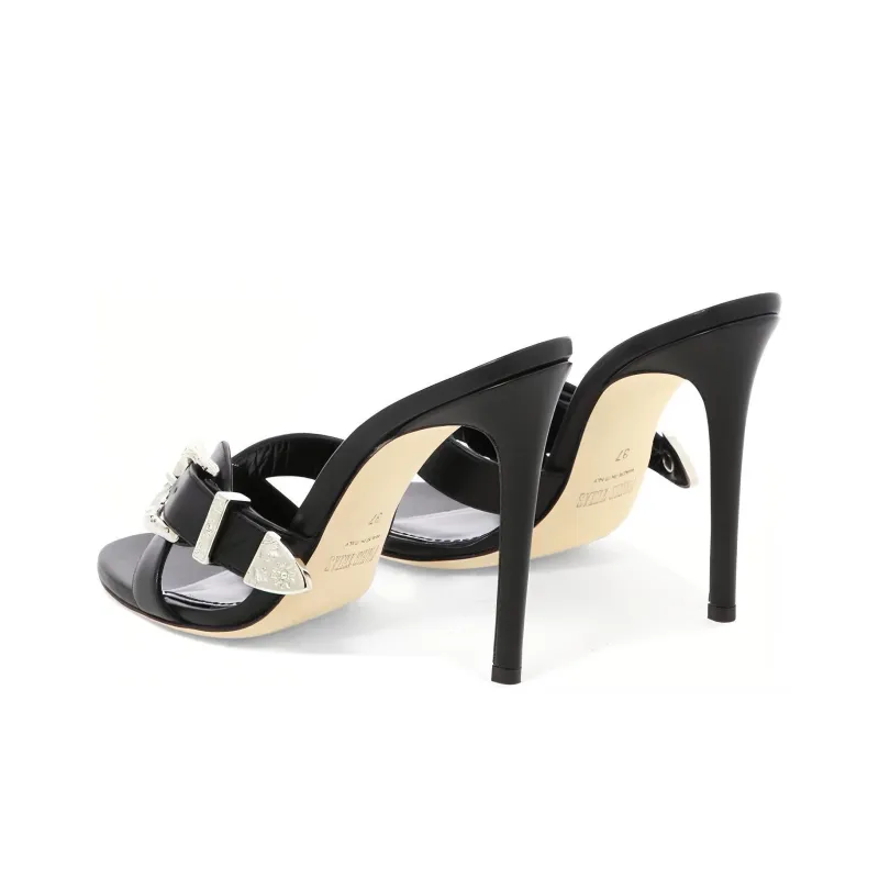 Paris Texas Regina Buckled Leather Mules-3