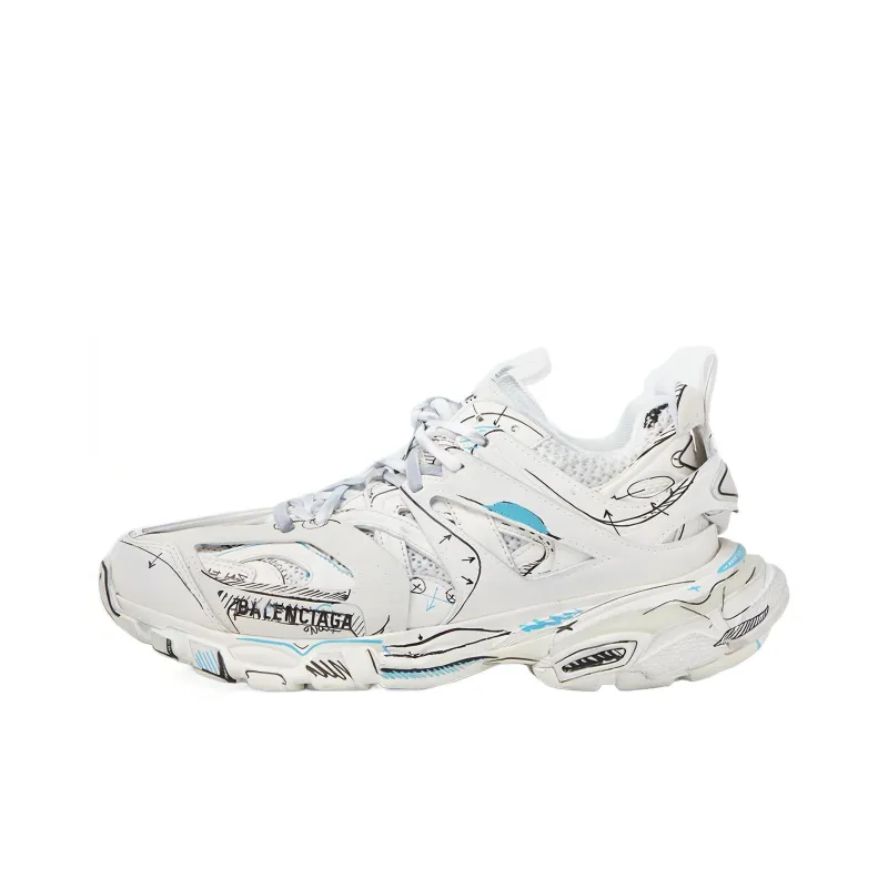Balenciaga Track 1.0 Sneakers ' White Blue Mesh And Nylon Graffiti' Women's-0