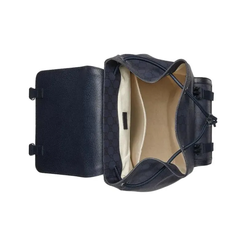 GUCCI Ophidia Canvas With Leather Binding Backpack Tubas Men's Dark Blue-5