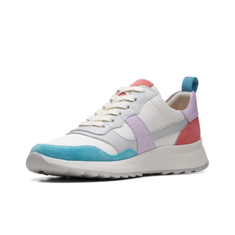 Clarks Anti Slip Wear Resistant Low Top Casual Shoes Women's White Purple-1