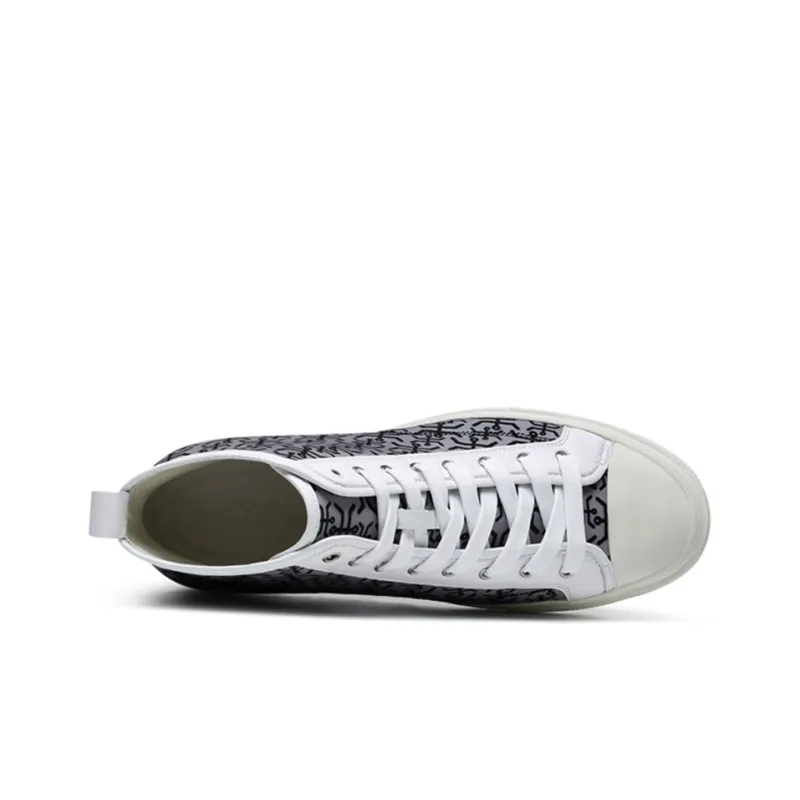 He Jinchang Lightweight Balance High Top Canvas Shoes Men's Gray-3