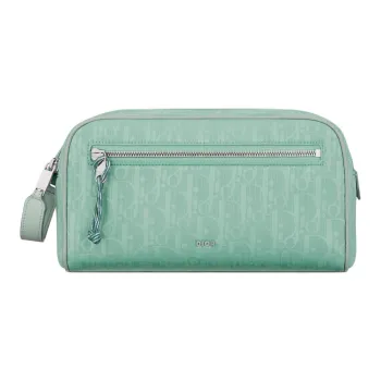 DIOR Recycled Nylon Handheld Toiletry Bag Men's Light Green