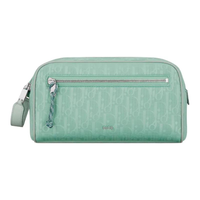 DIOR Recycled Nylon Handheld Toiletry Bag Men's Light Green-0