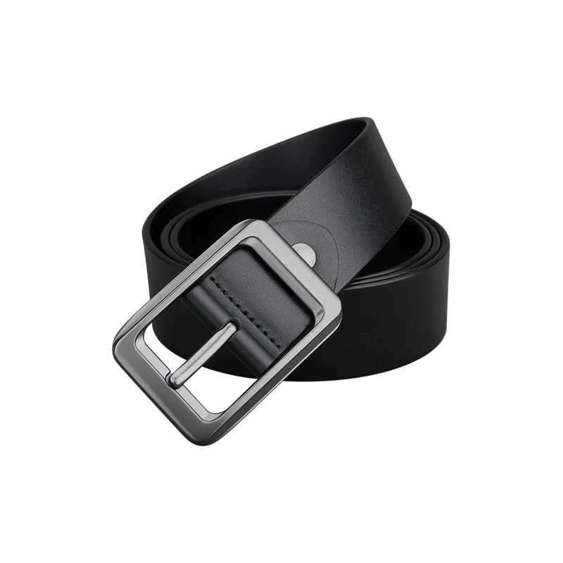 WilliamPOLO Cow Leather Leather Belts Men's Gunmetal Buckle Black Strap 3.8cm Width-1