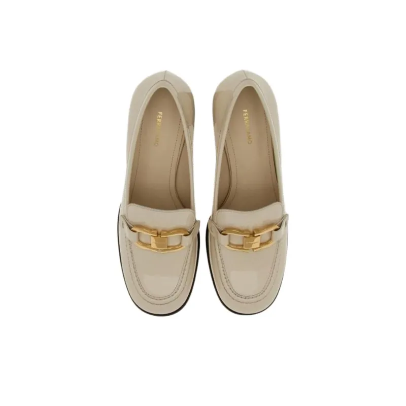 FERRAGAMO Loafers 6cm Women's White-4