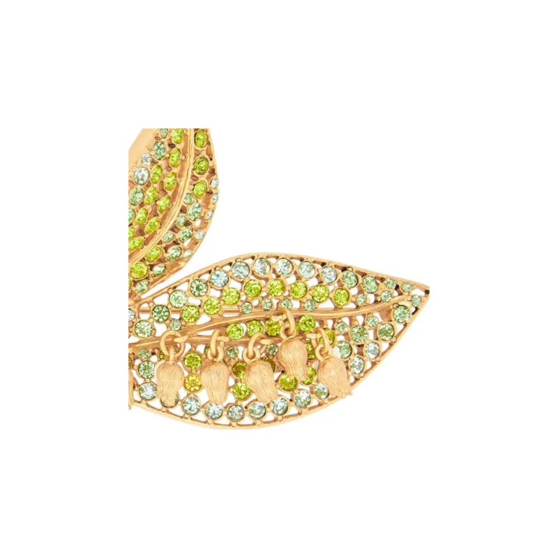OSCAR DE LA RENTA Tin Crystal Brass Gold Brooches Women's Green/Gold-1