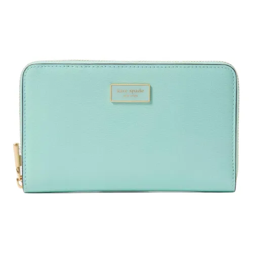 Kate Spade Katy Textured Leather Wallet Medium Size Women's Mint Green