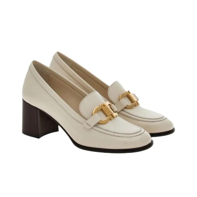FERRAGAMO Loafers 6cm Women's White-3