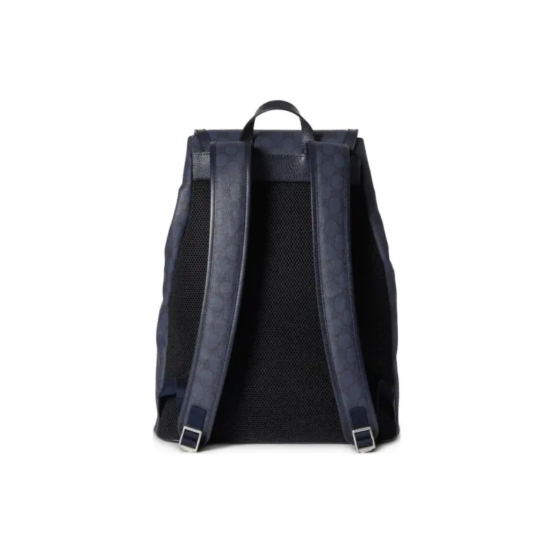 GUCCI Ophidia Canvas With Leather Binding Backpack Tubas Men's Dark Blue-2