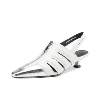 FLOWERSKAM Roman Sandals Medium Heel Women's Ecru