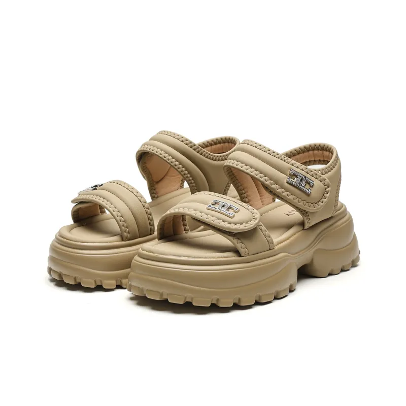 JOSINY Beach Sandals Women's Ecru/Khaki-5