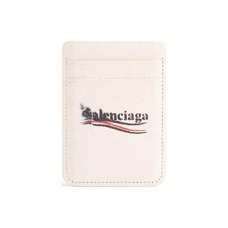 Balenciaga Cash Grained Cow Leather Card Holder Men's Light Beige-0