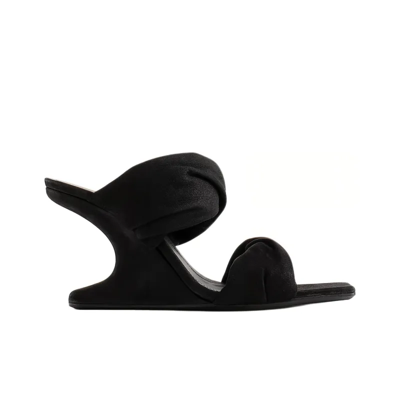 RICK OWENS Cantilever 8 110mm Twisted Suede Mules-1