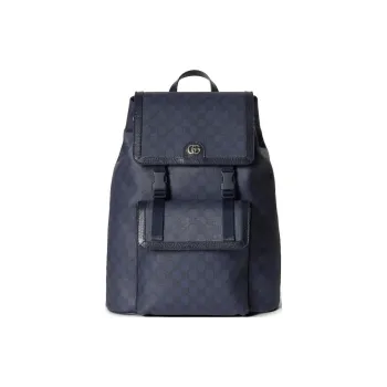 GUCCI Ophidia Canvas With Leather Binding Backpack Large Size Men's Dark Blue