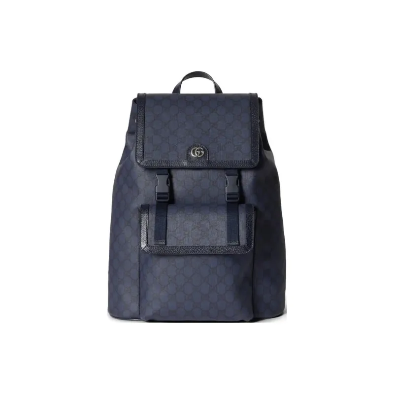 GUCCI Ophidia Canvas With Leather Binding Backpack Tubas Men's Dark Blue-0