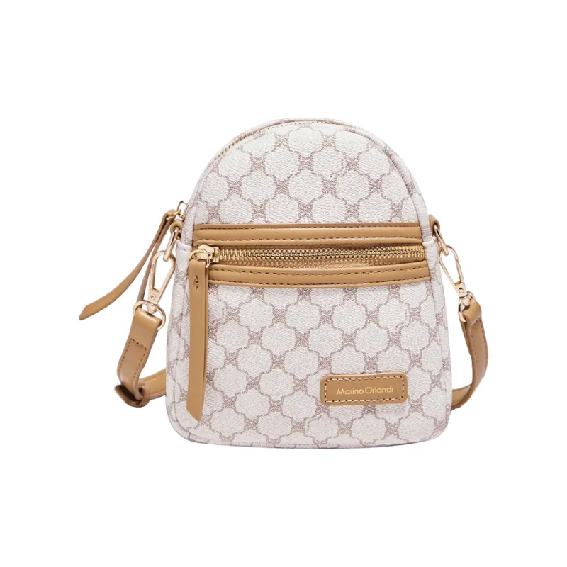 Marino Orlandi Synthetic Leather Shoulder Bag Women's Coffee/White-3