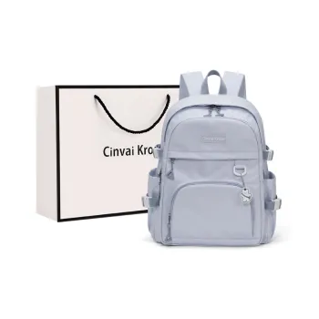 Simvay Clos Fabric Backpack Large Size Women's Cream Blue