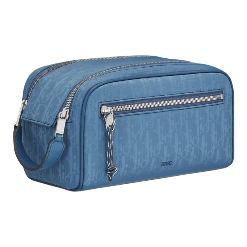 DIOR Recycled Nylon Handheld Toiletry Bag Men's Blue-1