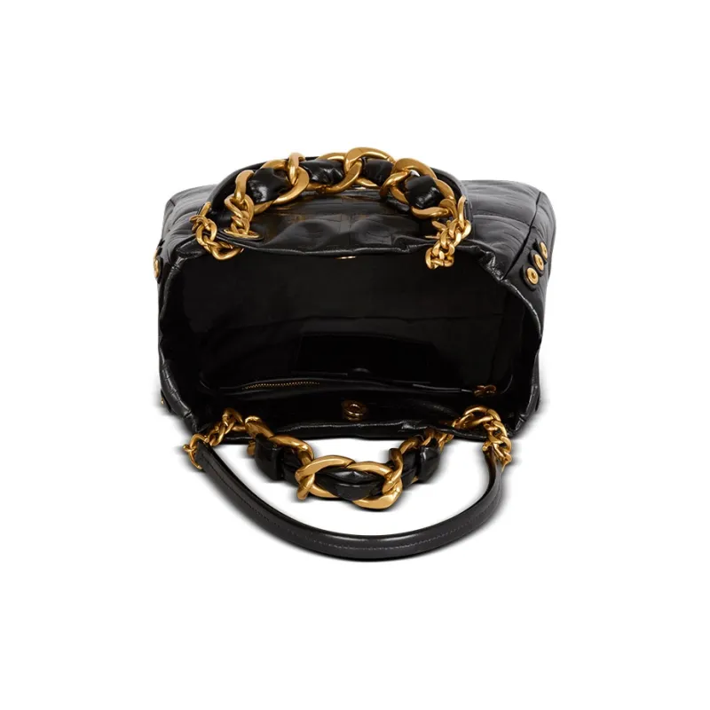 BALMAIN Crackled Small 1945 Soft Tote Bag-4