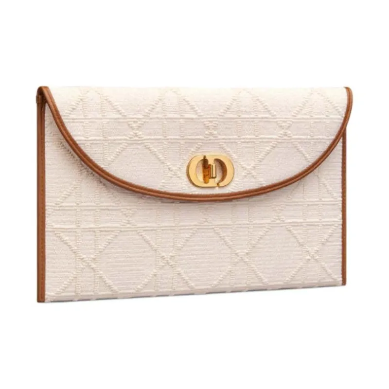 DIOR 30 Montaigne Woven Cotton Clutch Women's Beige-1