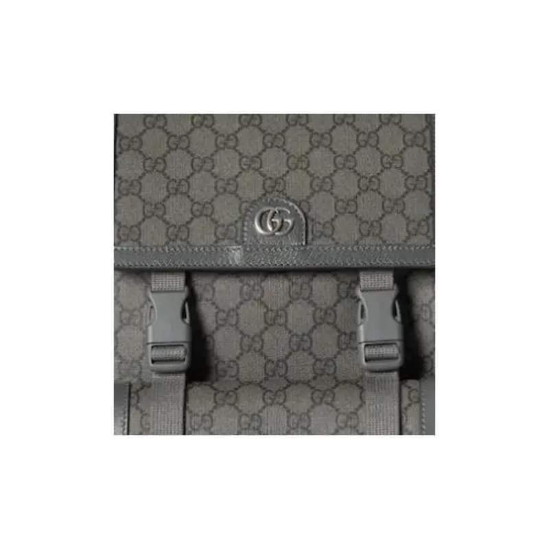 GUCCI Ophidia Canvas With Leather Binding Backpack Large Size Men's Gray & Black-7