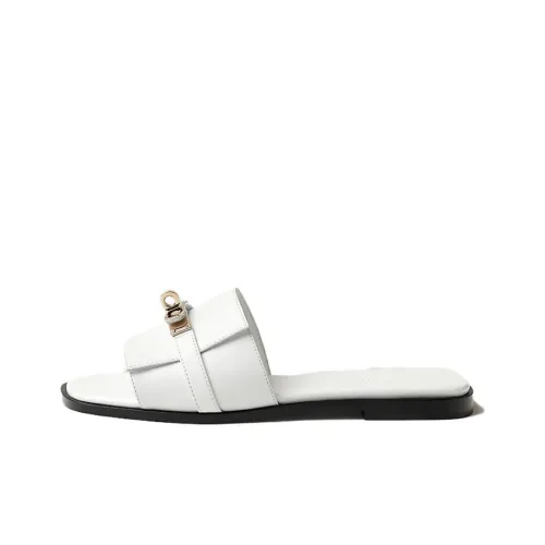 HERMES Giulia Slide Slippers Women's White