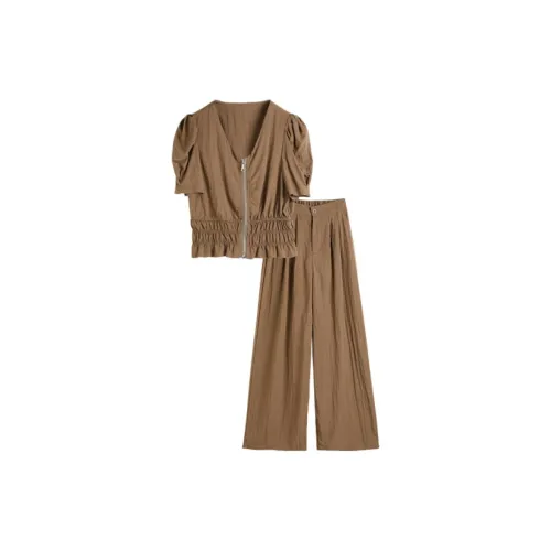 Hang Yi Court Casual Suits Women's Set Caramel