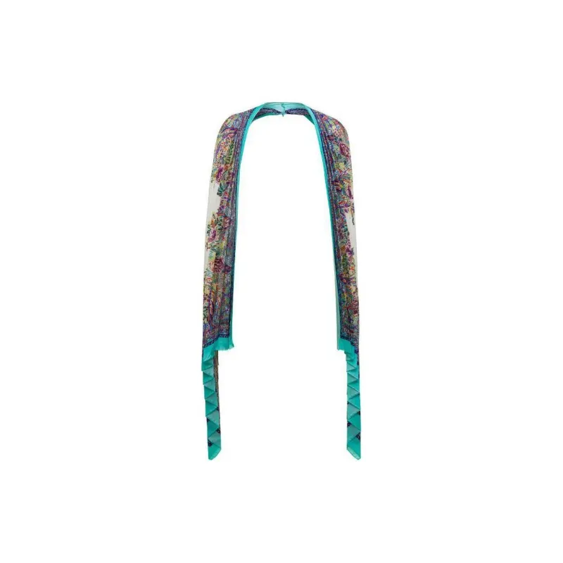 ETRO Floral print Pleated Silk Scarf-0