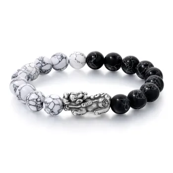 Lao Feng Xiang S999 Fine Silver Sterling Silver Beaded Bracelet Men's