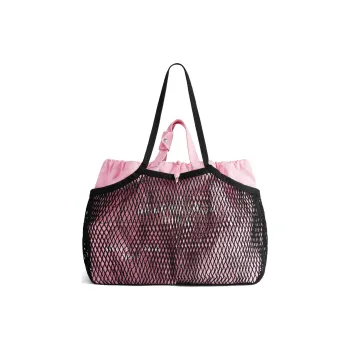 Balenciaga Nylon With Fishnet Tote Bag Shopping Bag Handbag Large Size Women's Pink & Black