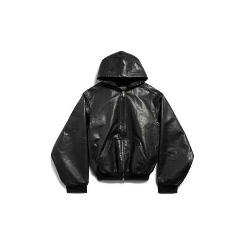 Balenciaga Leather Jackets Unisex Black