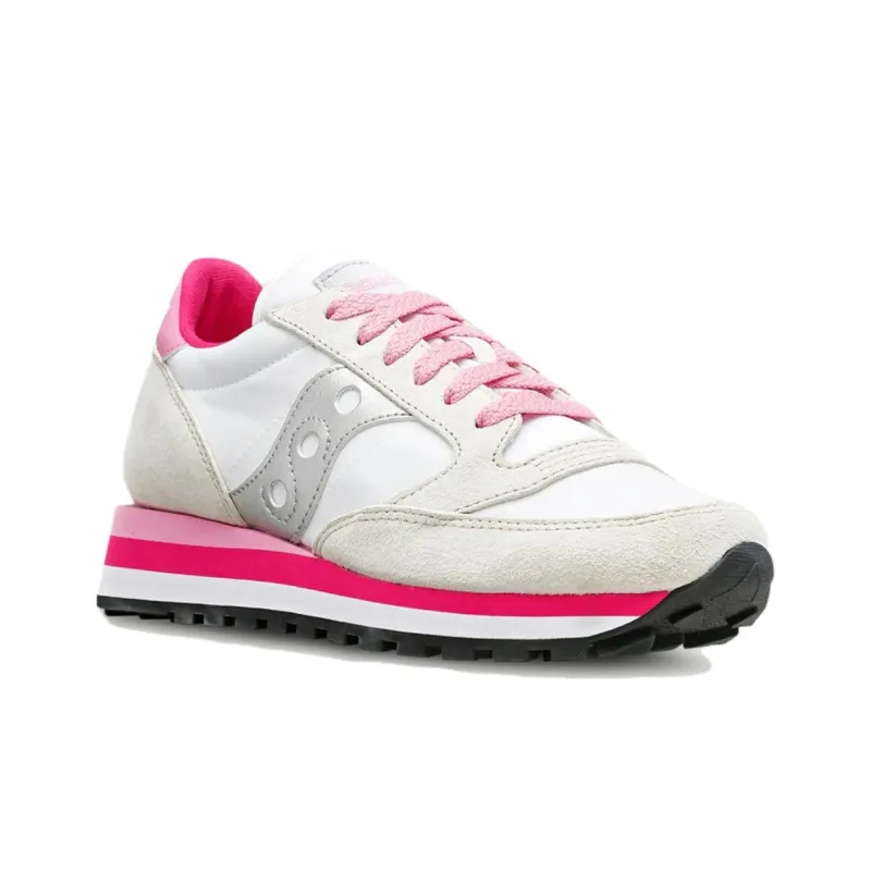 Saucony Jazz Triple Anti-Slip Wear-Resistant Low-Top Casual Shoes Women's White Gray Pink-2