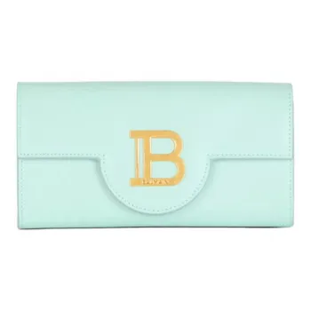 BALMAIN Calfskin Shoulder Bag Crossbody Bag Wallet Women's Blue