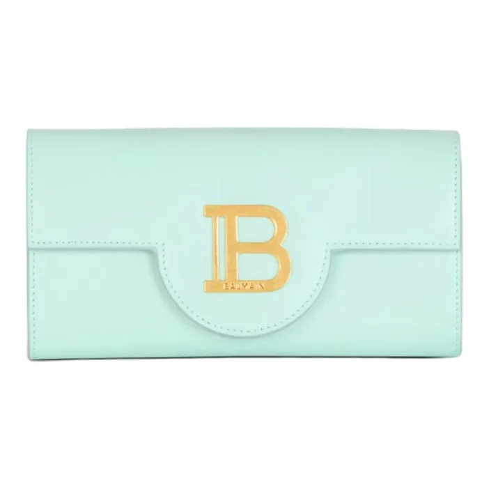 BALMAIN Calfskin Shoulder Bag Crossbody Bag Wallet Women's Blue-0