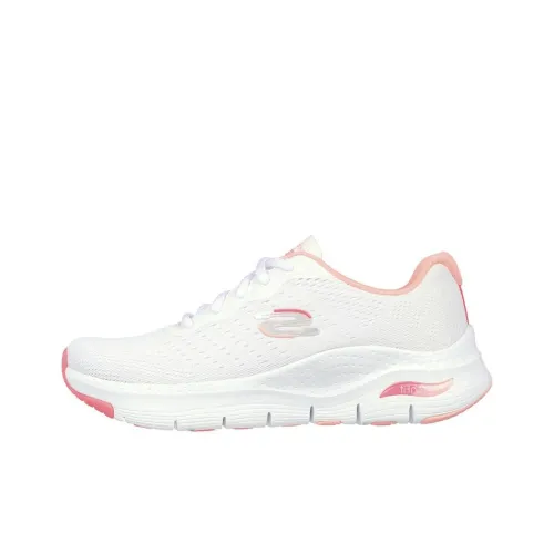 Skechers Arch Fit Series Slip Resistant, Abrasion Resistant, Breathable Low Top Casual Shoes Women's White Pink