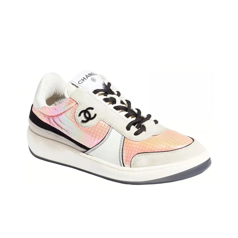 CHANEL Low Top Stylish Skateboarding Shoes Women's Light Gray-1
