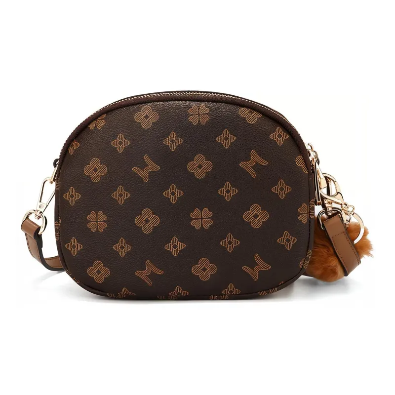 MEXICAN Polyurethane Crossbody Bag, Shoulder Bag Regular Women's Dark Brown/Ecru-2