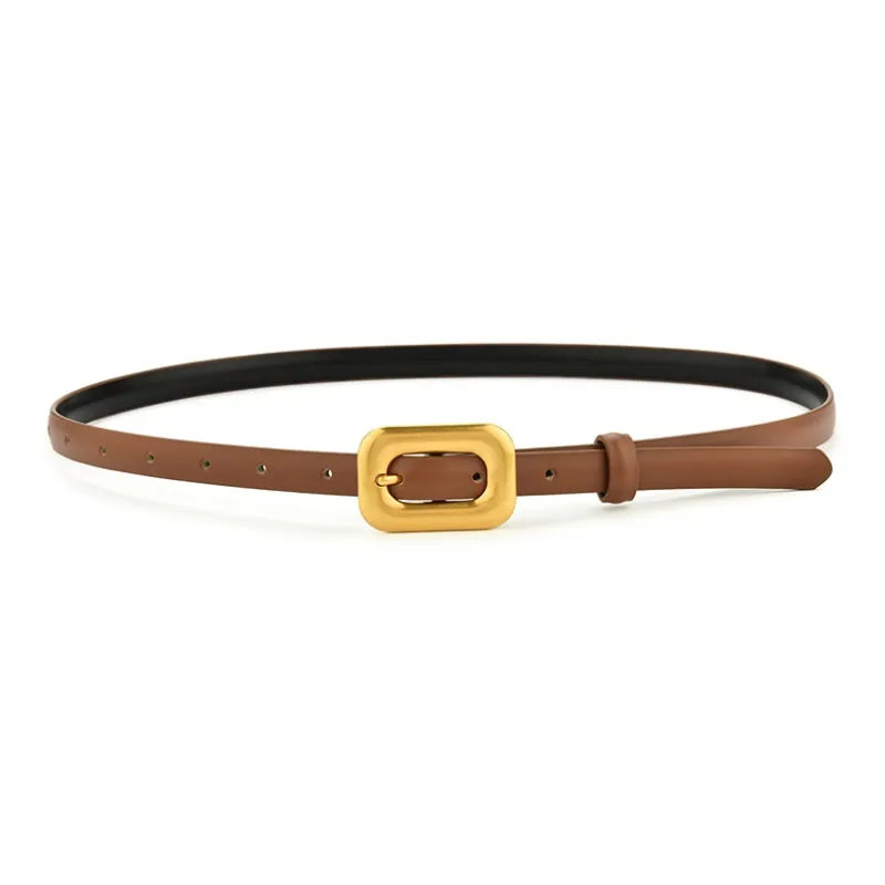 Lanza Korean Style Ins Inspired Slim Fit Decorative Waist Jeans Leather Belts Women's 1.5cm Width-2
