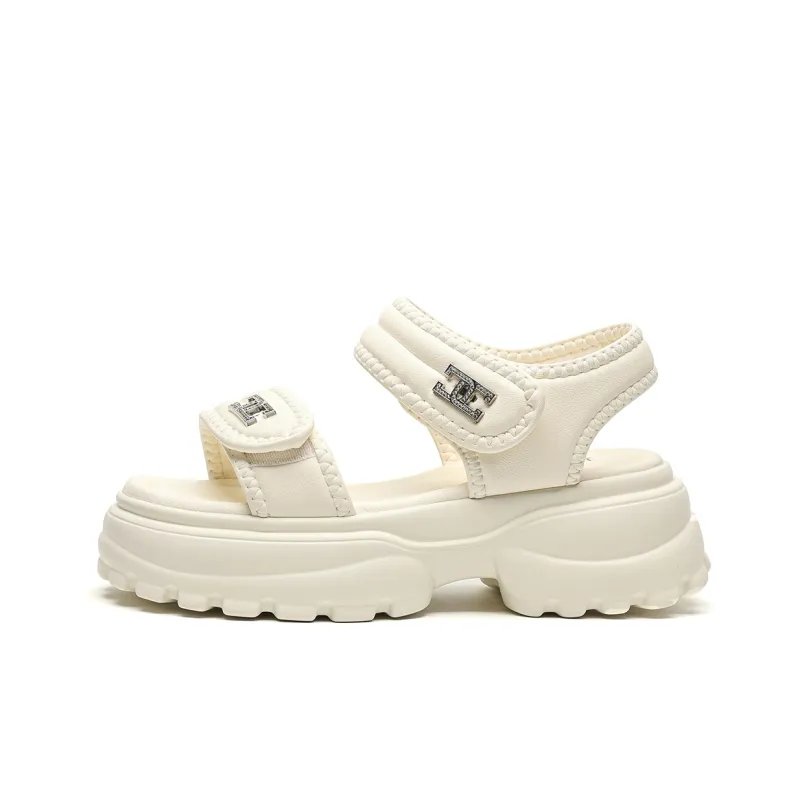 JOSINY Beach Sandals Women's Ecru/Khaki-0